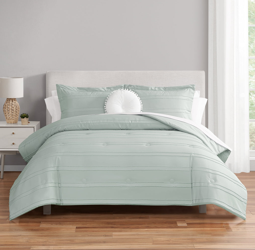 Mainstays Mint 10 Piece Bed in a Bag Comforter Set with Sheets, Queen