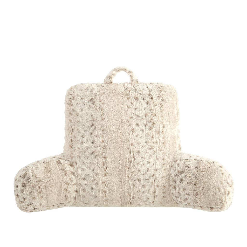 Mainstays Faux Fur Backrest Pillow for Adults, 23"x 30" Snow Leopard