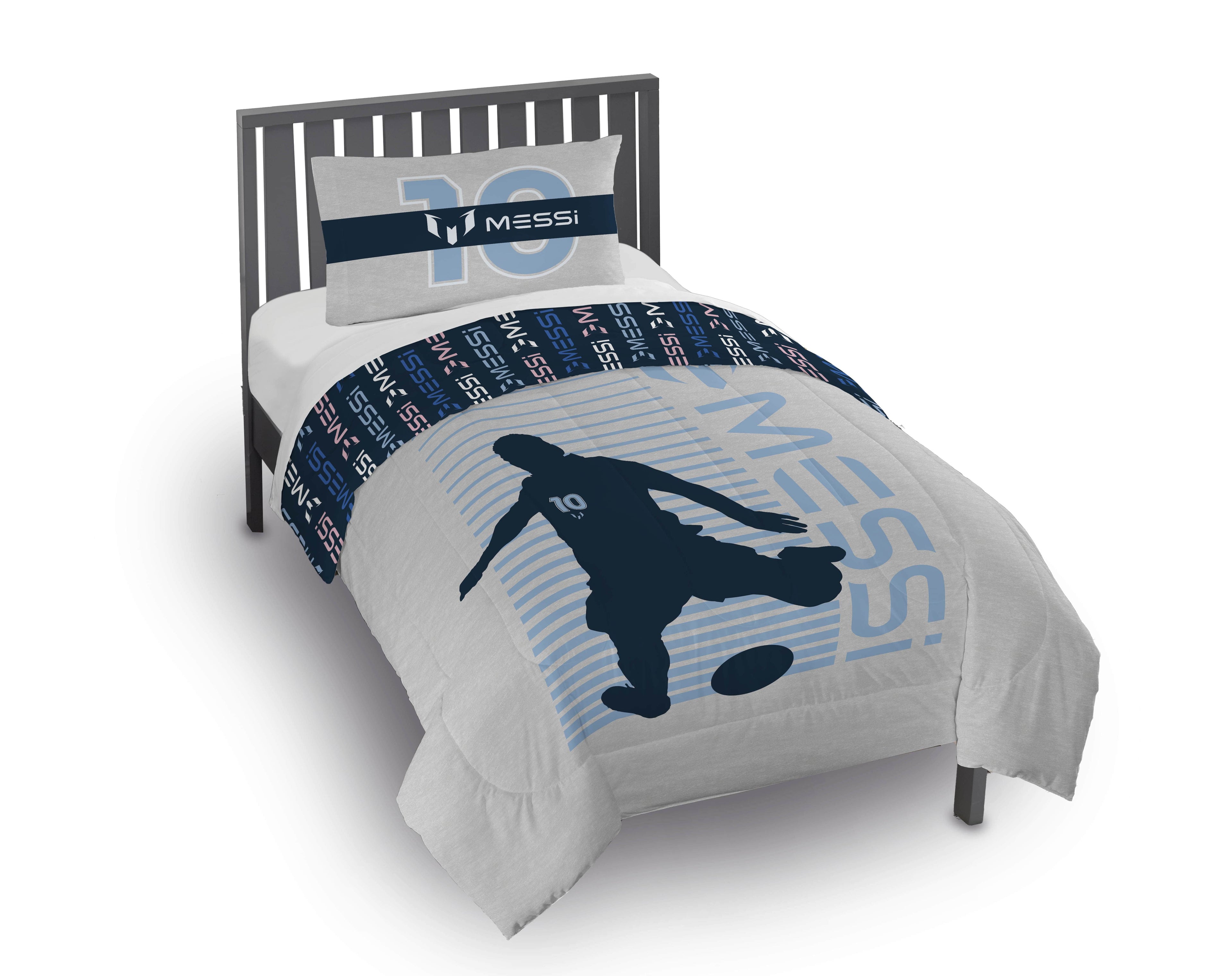 Kids 2 Piece Grey Reversible Comforter and Pillowcase Set, Twin/Full