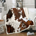 Milk Cow Print Throw Blanket for Bed Chair,Black Brown Cowhide Fleece Blanket 50"x60",Farmhouse Rustic Animal Skin We...