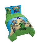 Minecraft Desert Mob Action 5 Piece Twin Size Kids Comforter Set with Sham - Gaming Bed Sets for Kids and Teens