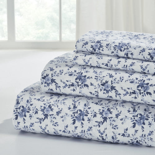 Modern Threads 3-Piece Brittany Printed Cotton Flannel Adult Bed Sheet Set, Twin
