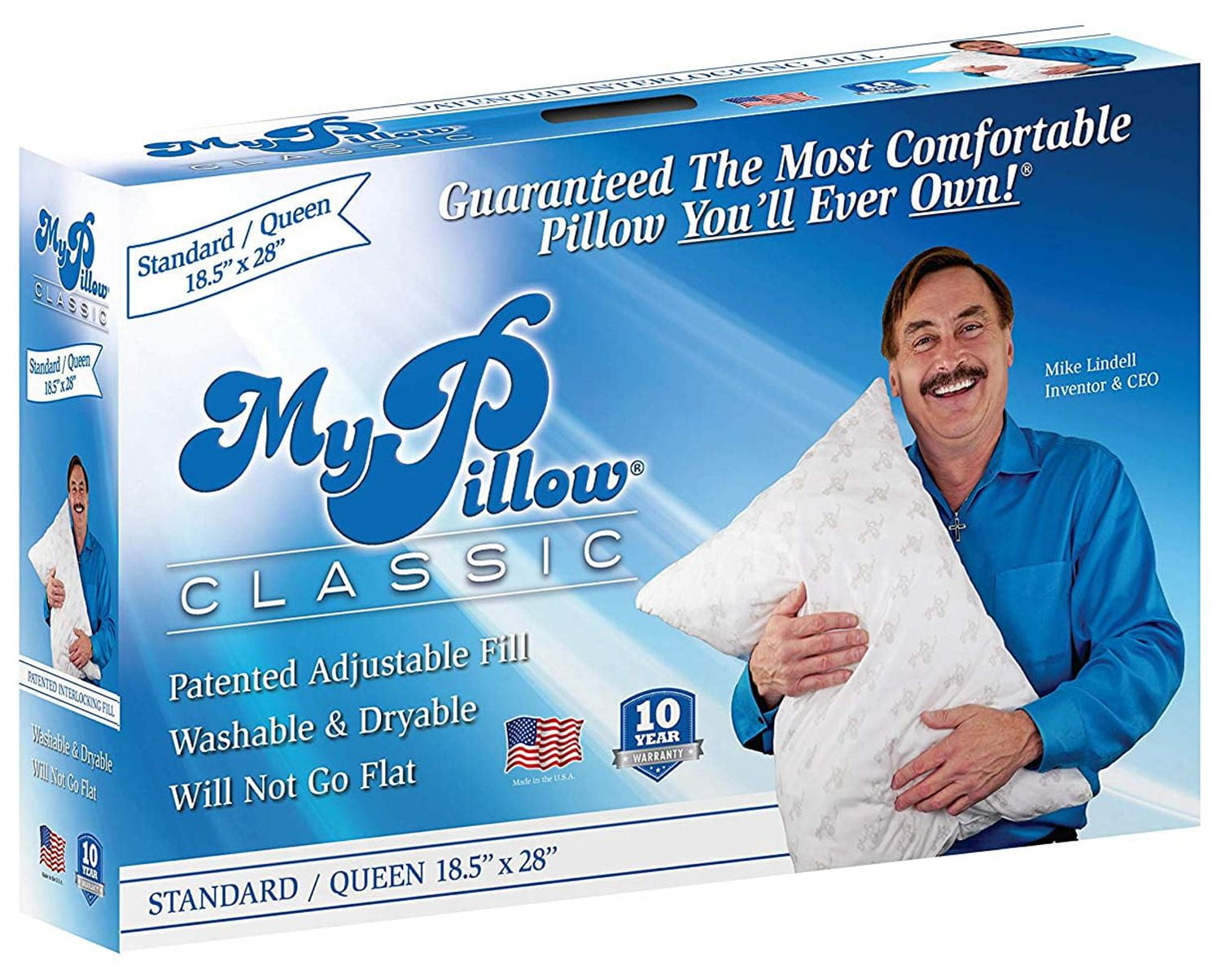 Classic Series Foam Queen Size Bed Deep Sleep Pillow, White Medium Fill