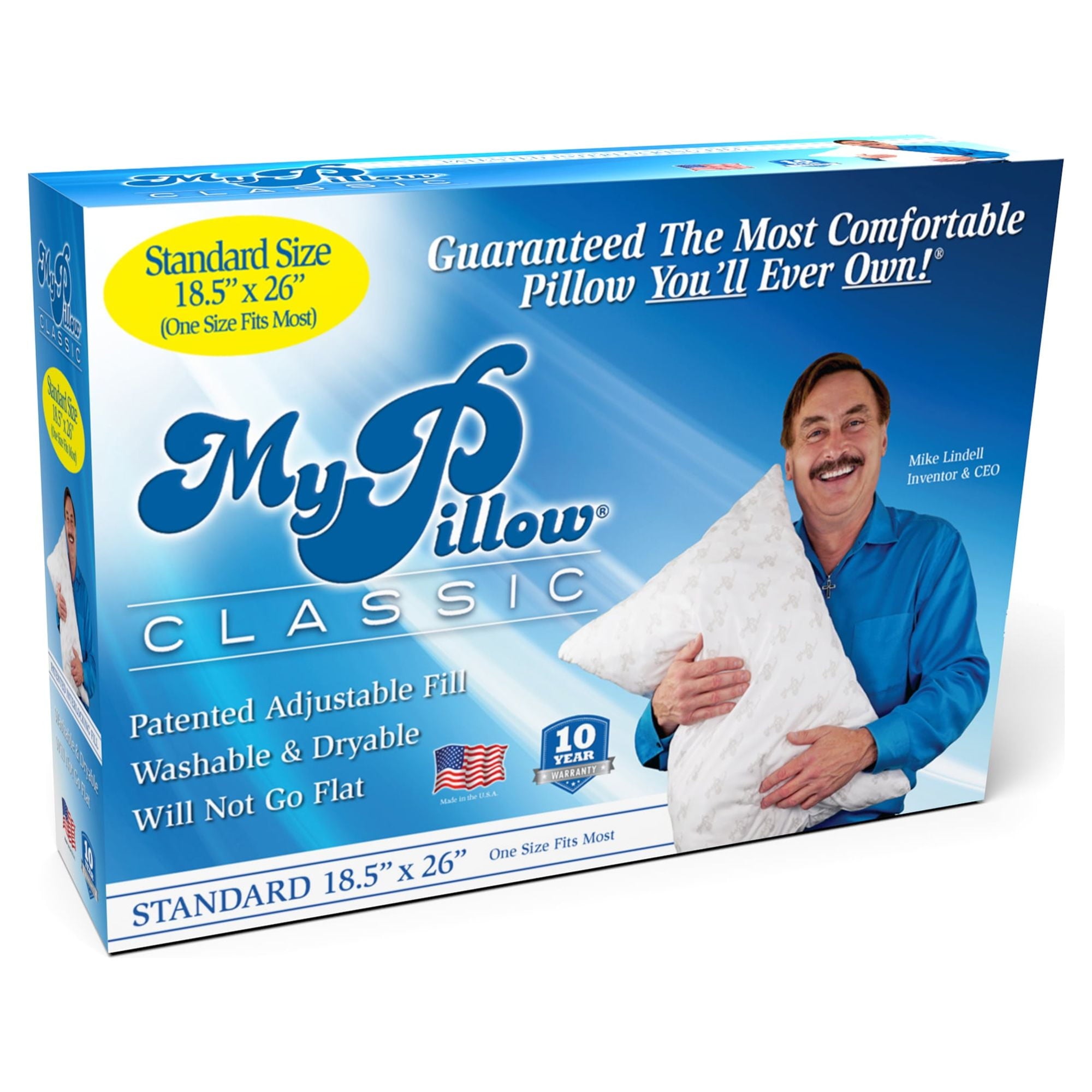 MyPillow Classic, Standard Size and Medium Support, 1 Pillow