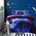 Galaxy Bedding Sets Outer Space Comforter 3D Printed Space Quilt Set Full Size for Kids Blue