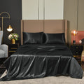 NTBED Satin Sheets Full Black Luxury Silky Bed Sheets 1800 Microfiber Sheet Set 4 Pcs