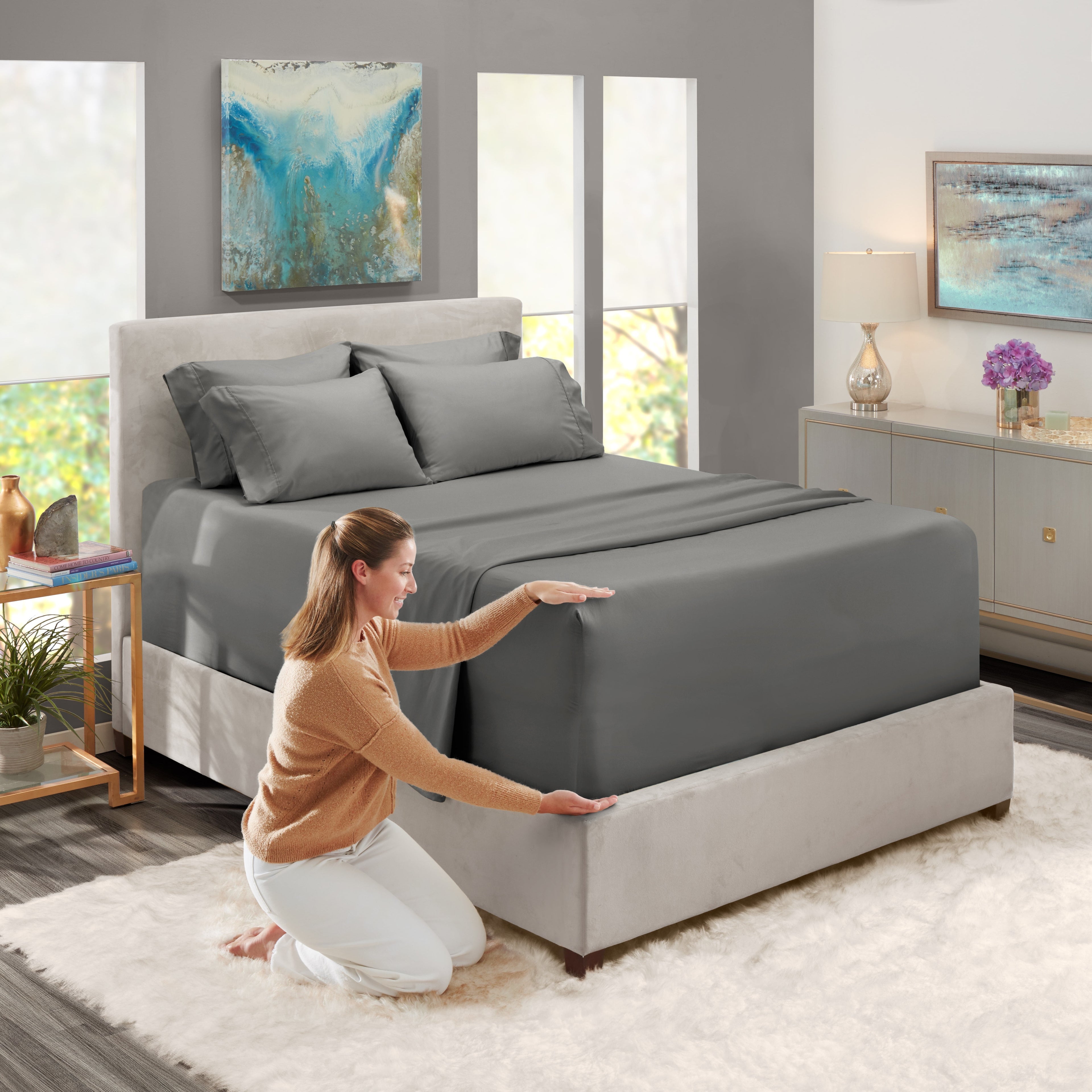 Queen Sheets Set, 1800 Series Extra Deep Pocket Sheets Queen Soft Microfiber Bed Sheets, 4 Piece Queen Sheet sets