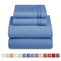 Split King Sheet Sets, 1800 Series Deep Pocket 5 Piece, Luxury Soft Microfiber Bed Sheet Sets, BLUE HEAVEN