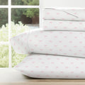 Noble Linens 3 Piece Ditsy Pattern Microfiber Bed Sheets, Pink Bows, Twin-XL