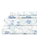 4 Piece Pattern Microfiber Bed Sheets Set, Light Blue Violets, Full