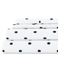 Noble Linens 4 Piece Pattern Microfiber Bed Sheets Set, Navy Dots, California King