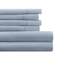 Queen, Light Blue Solid Microfiber 6 Piece Bed Sheet Set