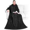 PAVILIA Fleece Blanket with Sleeves for Women Men Adults, Wearable Blanket Warm Soft Plush, Snuggle Pocket Sleeved TV Throw Wrap, Cozy White