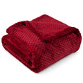 PAVILIA Maroon Red Throw Blanket for Couch, Twin Bed, Soft Fleece Throws for Sofa Chair, Fuzzy Waffle Textured Blanket, Cozy Warm Lightweigh