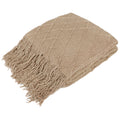 Tan Taupe Knit Throw Blanket for Couch Bed, Soft Knitted Farmhouse Sofa Throw for Living Room, Lightweight Decorative...
