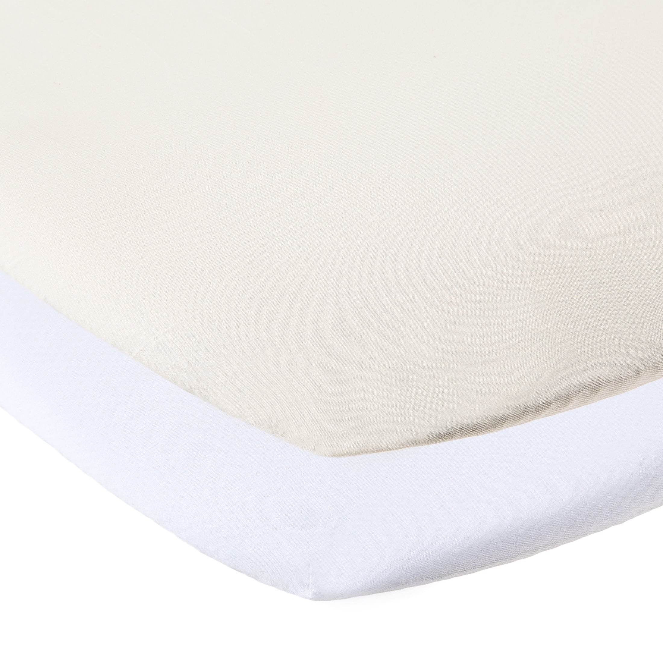 Parent's Choice 180 Thread Count White and Birch Cotton Fitted Bassinet Sheets, 2 Pack