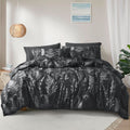 PHF 3 Pieces Printed Comforter Set Queen Size, Lightweight Botanical Floral Bed in a Bag, Ultra Soft Bedding Set with 1 Reversible Comforter