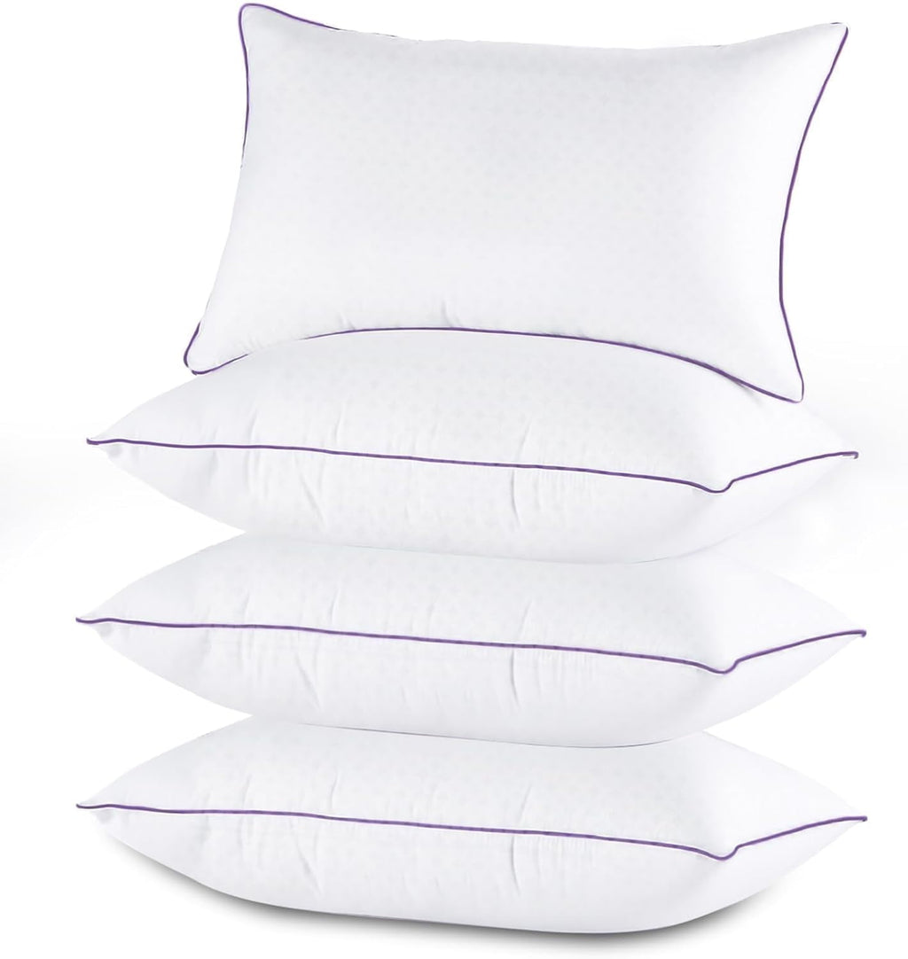 Set of 4, Cooling and Supportive Bed with Super Soft Down Alternative Fill, Luxury Fluffy Hotel Quality for Side, Bac...