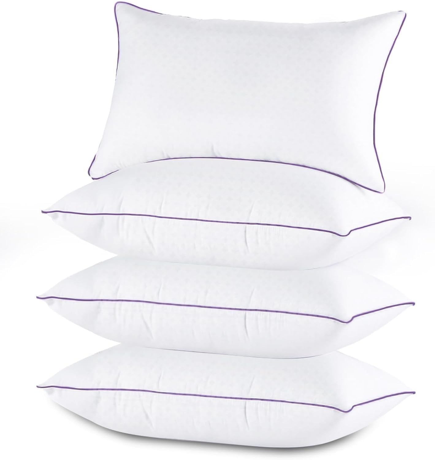 Set of 4, Cooling and Supportive Bed with Super Soft Down Alternative Fill, Luxury Fluffy Hotel Quality for Side, Bac...