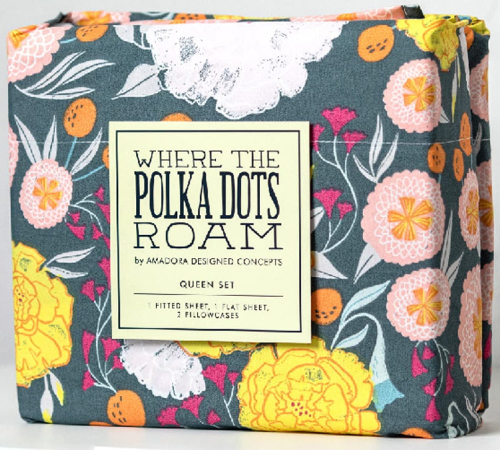 Dark Floral Bedsheets Full Size, Super Soft Wrinkle Resistant Bedding Set for Boho Room Décor, Premium Floral White F...