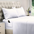 Set, Soft Microfiber 4 Piece Hotel Luxury Bed s with Deep Pockets, Embroidered Pillow Cases, Side Storage Pocket Fitt...