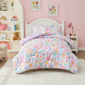 Floral Comforter Set, Soft Microfiber Flower Bedding Set, 5 Pieces with Comforter, Sheets and Pillowcases, Twin
