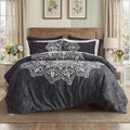 Queen Comforter Set, Bedding Comforter Set Queen Size W/ Side Pockets, Black, 9 Pieces