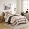 2-Piece Comforter Sets, Reversible Striped Comforter Set for Dorm, Lightweight All Season Bedding Set with Pillow Sha...