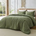 Waffle Weave Comforter Set Full/Queen Size, Lightweight & Breathable Comforter Bet Set for All Season, 3-Piece Textur...