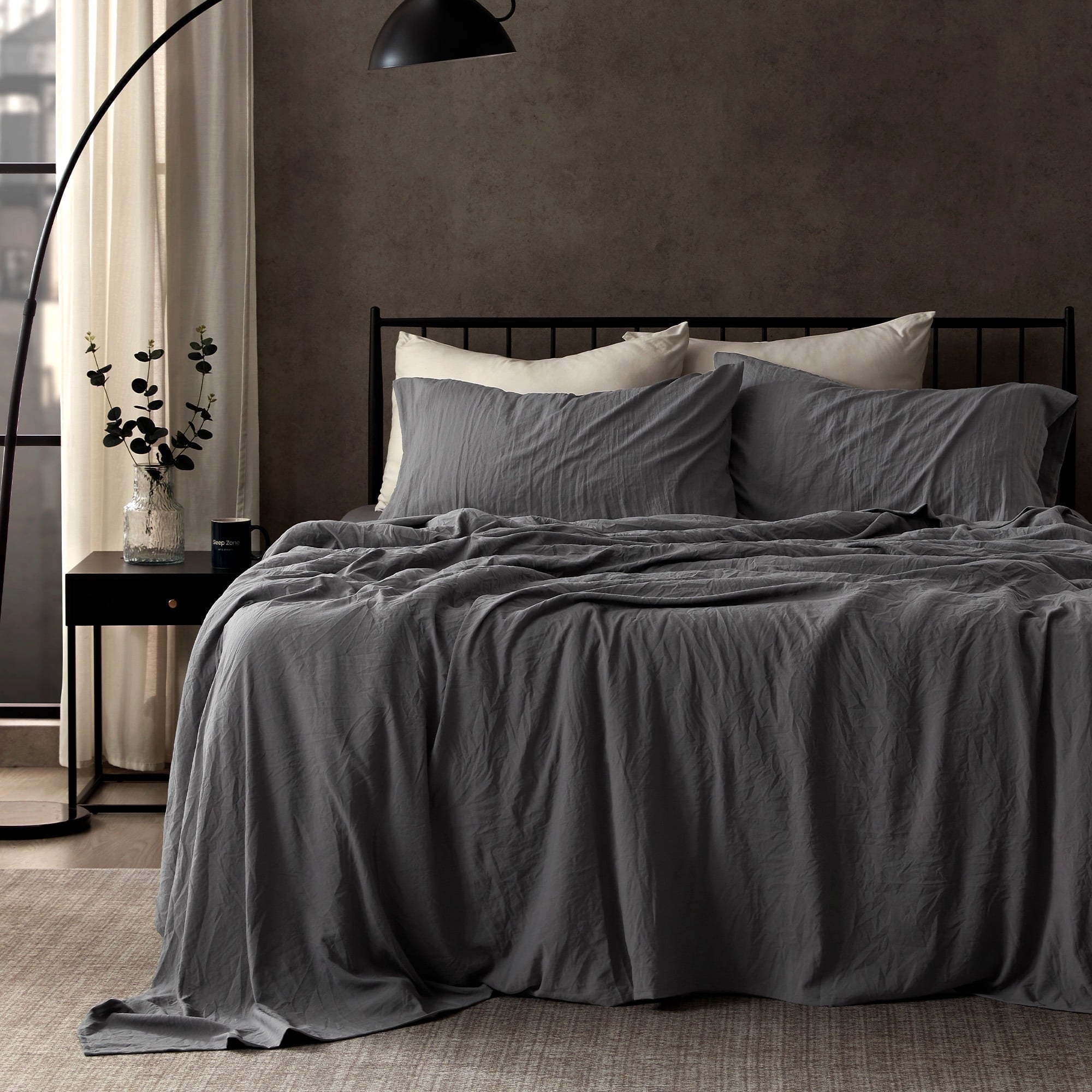 Bed Sheets - Full Size Bed Sheets - Washed Microfiber - 4 Piece Hotel Luxury Bedding Sheets with Fitted Sheet, Flat S...