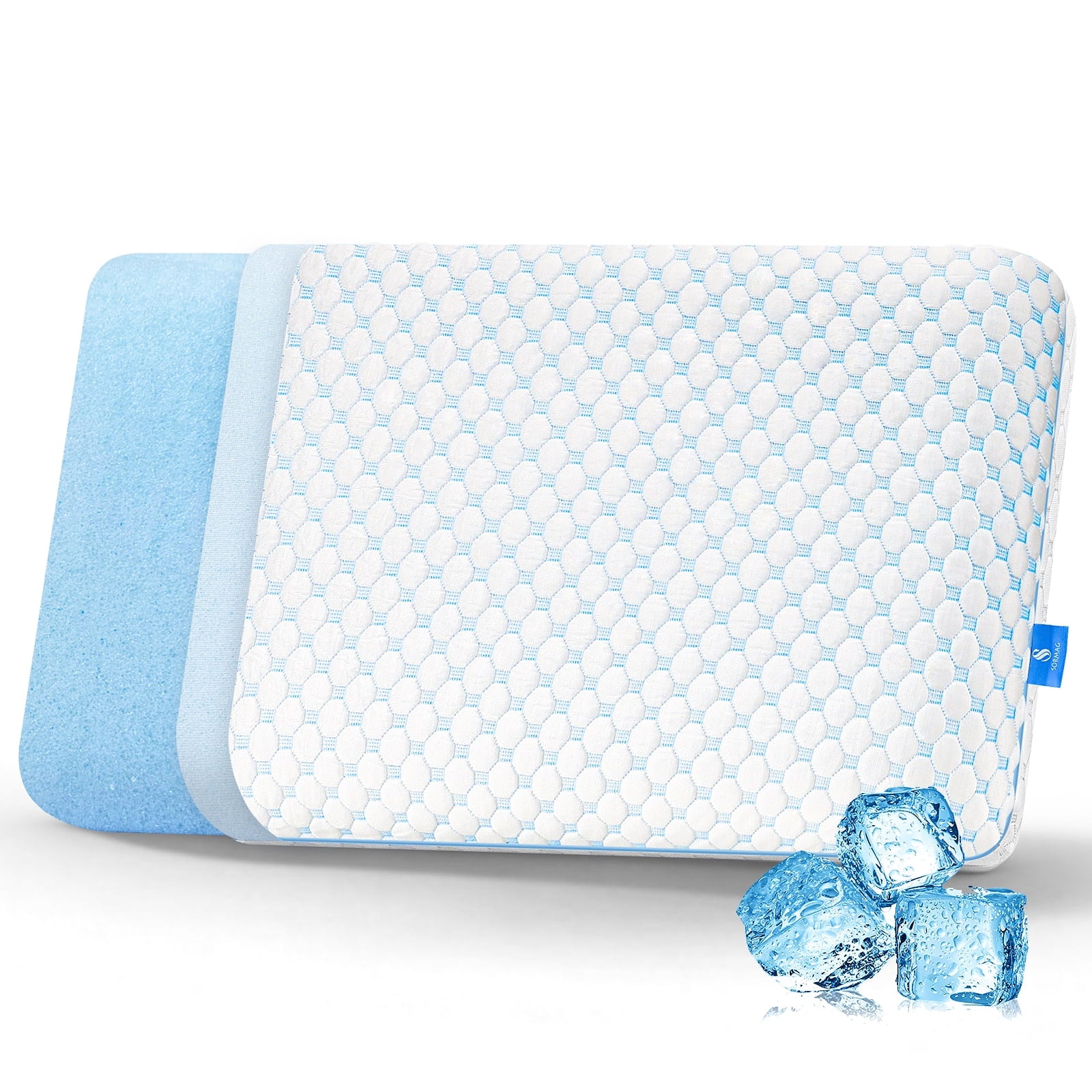 Memory Foam Pillow for Bed, Firm Cooling Pillow with Washable Cover, Supportive Bed Pillow for Side,Stomach and Back ...
