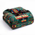 Sacred Thread Fleece Blanket South Western, Reversible Mexican, Vibrant Aztec Blankets and Throws for Aztec Decor for Home (Lake Flannel / F
