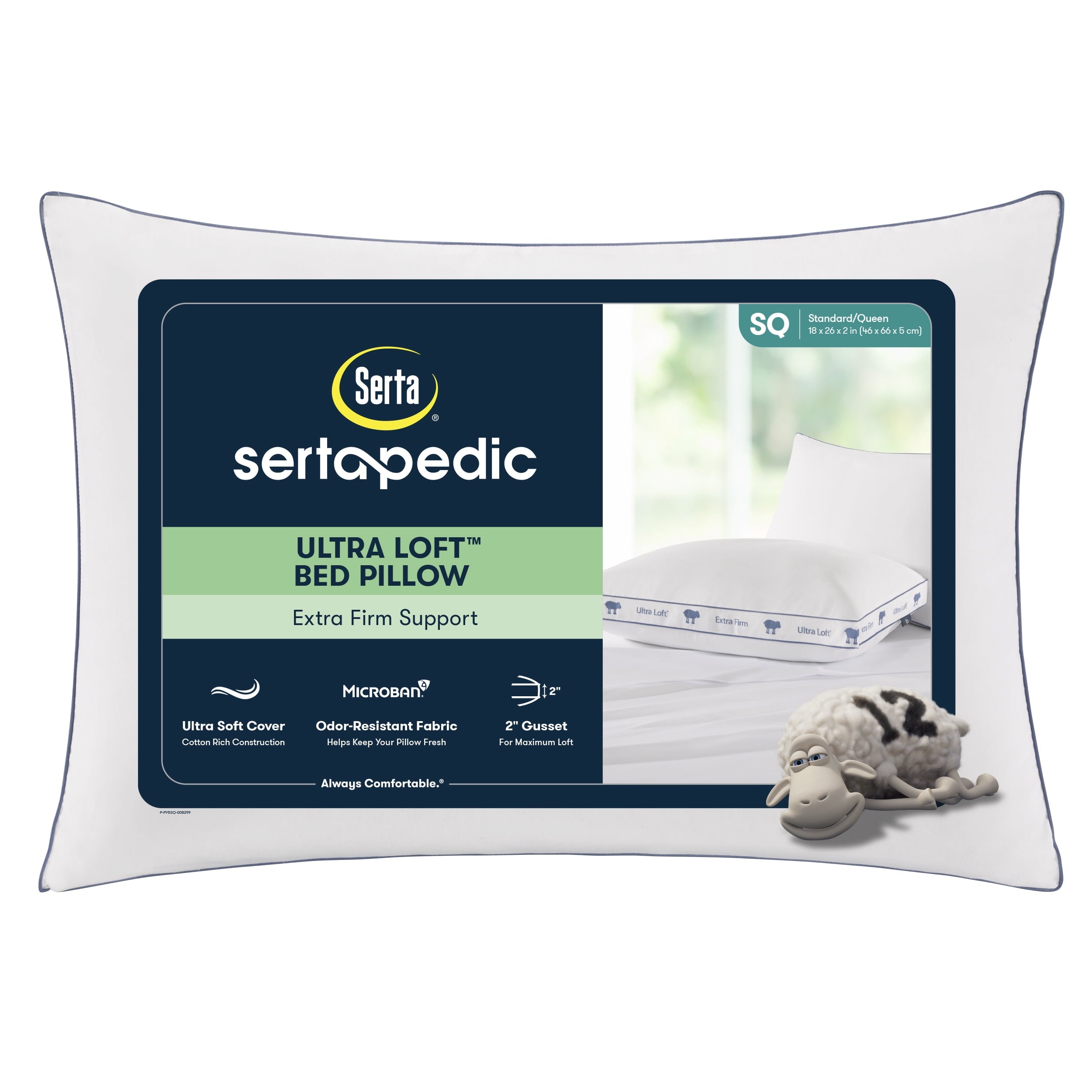 pedic Ultra Loft Standard/Queen Bed Pillow, Extra Firm Support
