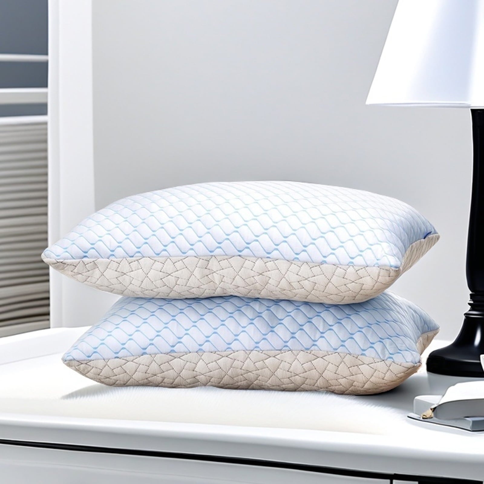 PYPUMSA Shredded Memory Foam Pillows Standard Size Set of 2, Regulating Reversible Cooling Pillow Bed Pillow for Bed, Adjustable Loft Bed Fi