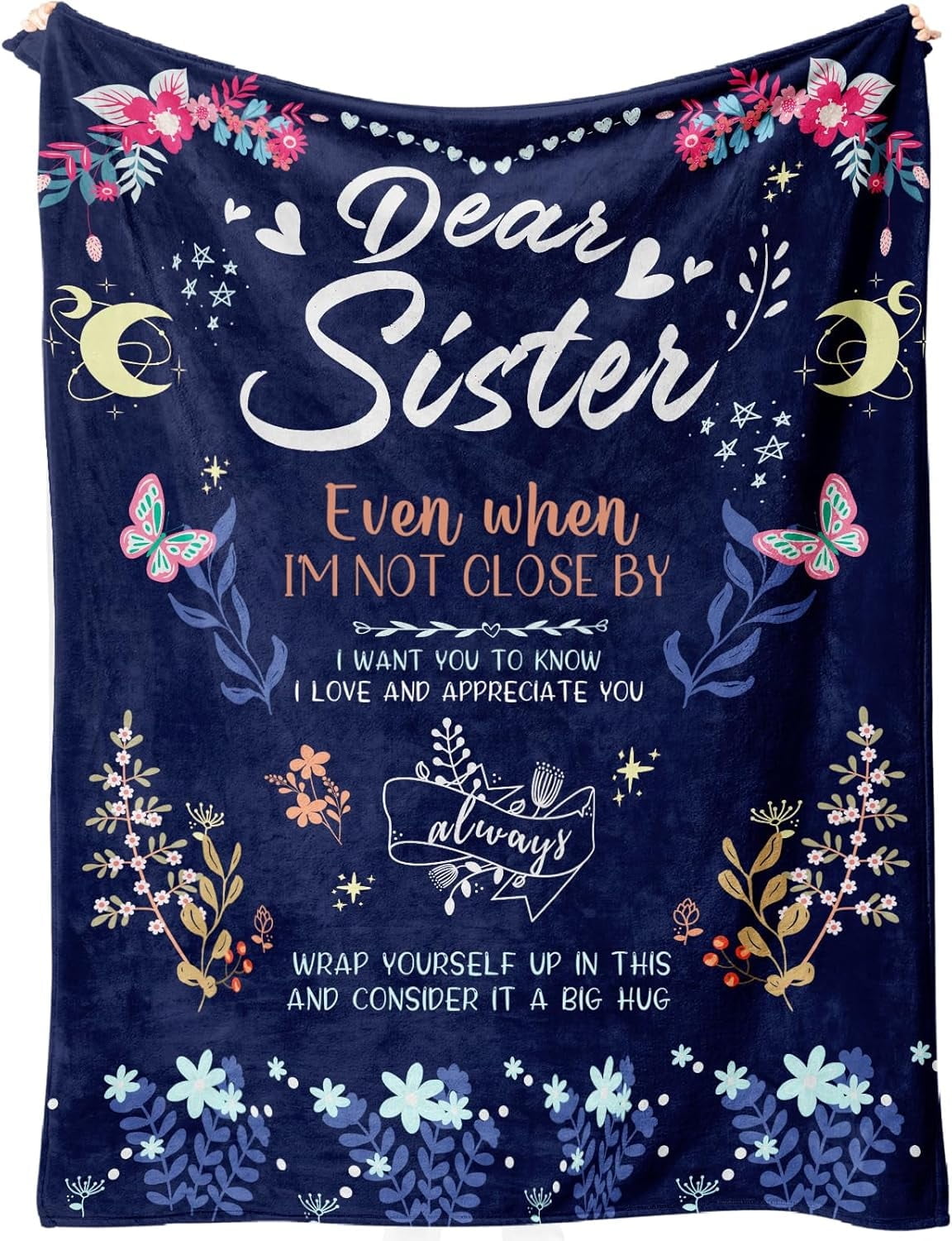 Sister Gifts Blanket, Sisters Gifts from Sister on Mother's Day, Blanket Present for Sisters on Valentine's Day, Happy Birthday Sister, to M