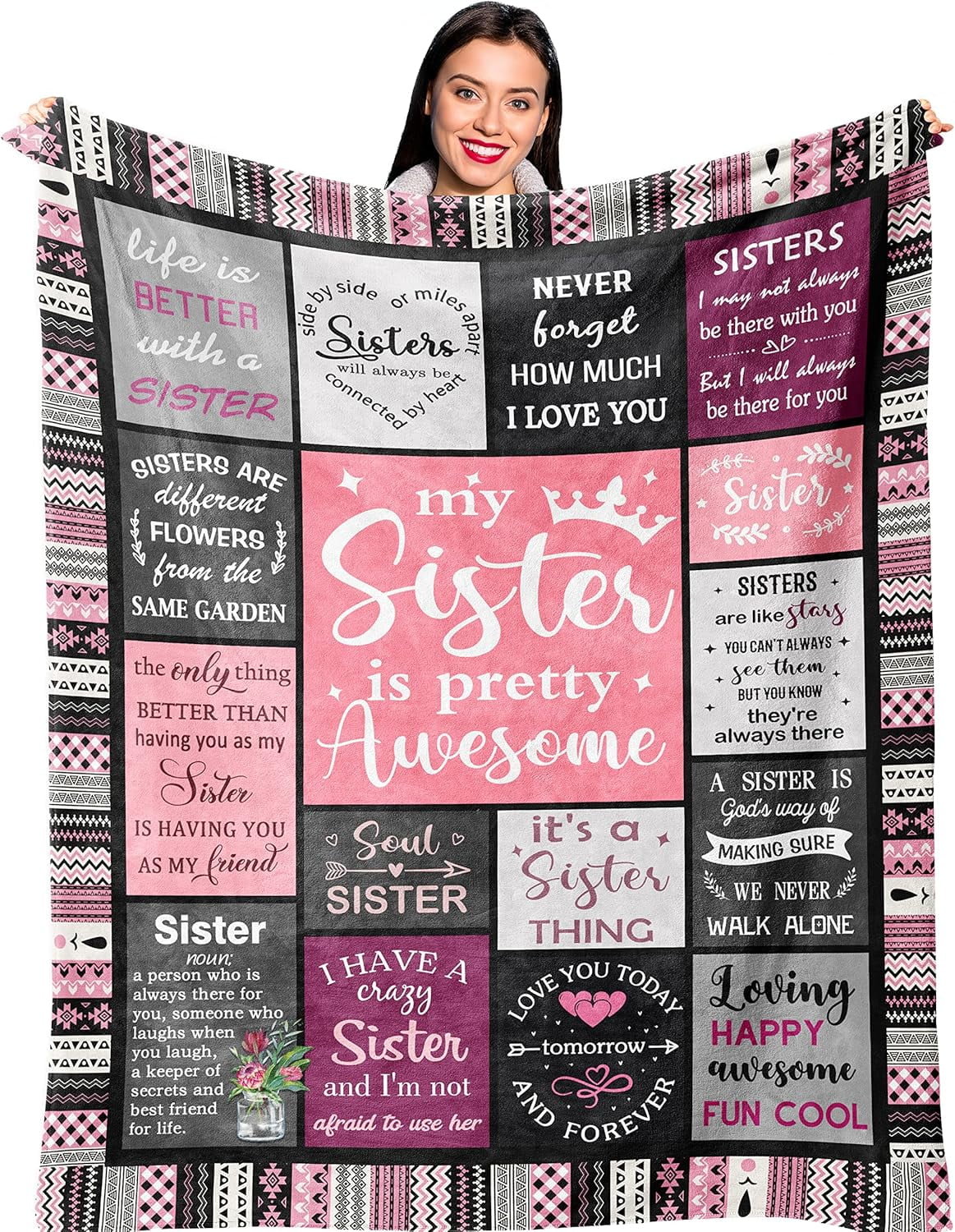 Sister Gifts , Sisters Birthday Gift Idea, Best Sister Ever Gift for Women, Birthday Gifts for Sisters, Sis Soft Thro...