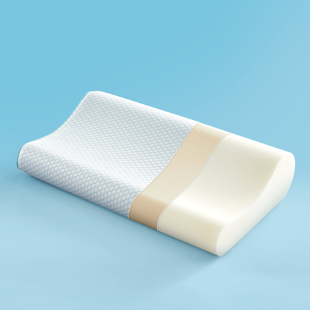 Sleep Zone Standard Cooling Memory Foam Pillow, Ergonomic Adjustable Orthopedic Contour Bed Pillows Neck Support for Side Back Stomach Sleep