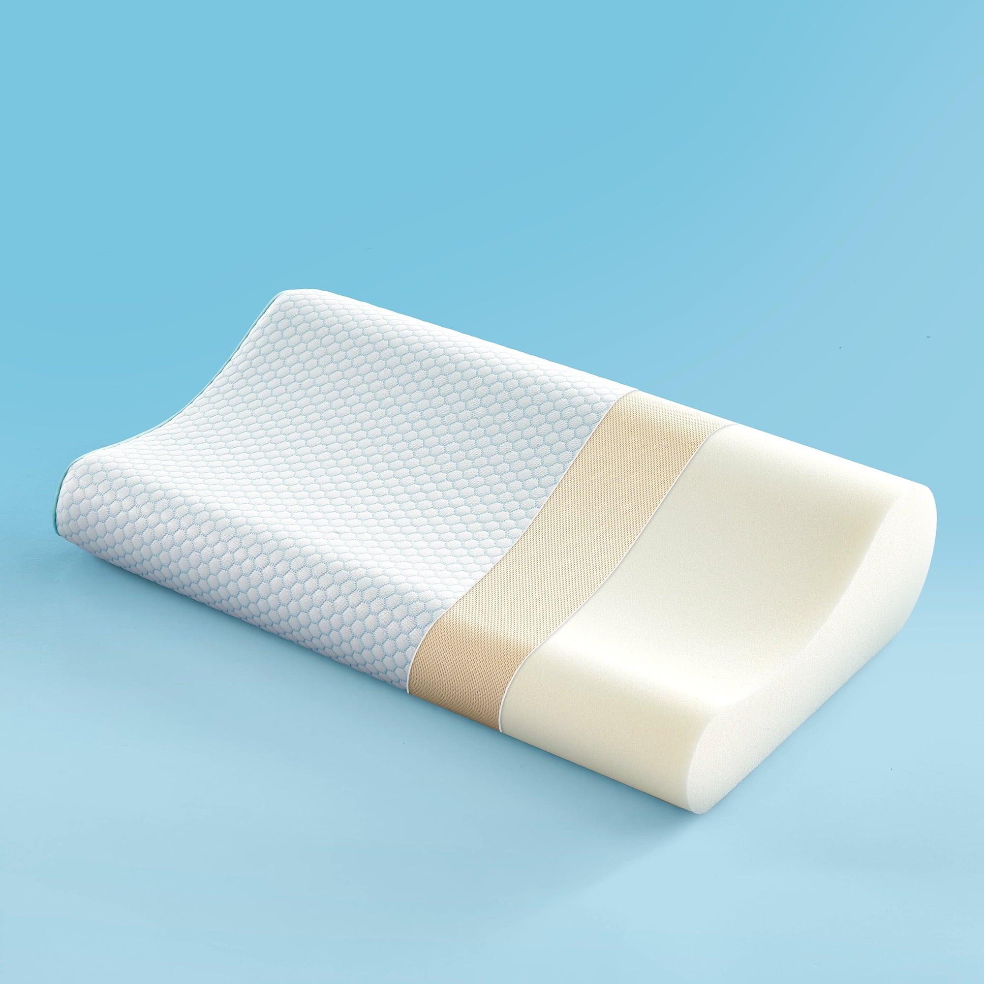 Sleep Zone Standard Cooling Memory Foam Pillow, Ergonomic Adjustable Orthopedic Contour Bed Pillows Neck Support for Side Back Stomach Sleep