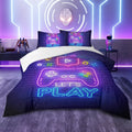 Gaming Comforter Set for Boys, 3-Piece Abstract Neon Kids Bedding Sets Twin Size