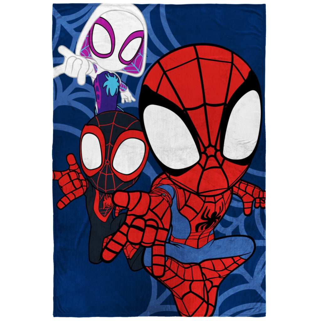 Spidey and His Amazing Friends Kids Plush Twin/Full Blanket, 62 x 90, Microfiber, Blue and Red