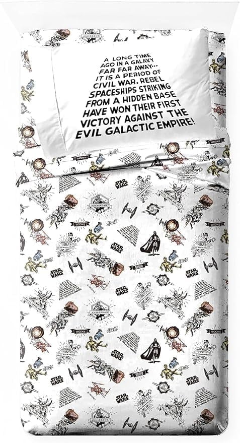 T-Shirt Comic 3 Piece Twin Size Bed Sheets Set - Disney Space Theme Bedding