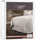 Superity Linen Oversized King Size Flat Sheet for Bed - 100% Cotton - Durable and Comfortable with 200 Thread Count - Soft, Breatheable, and