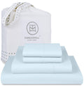 100% Cotton King Bed Sheets Set - 4-Piece, 300 Thread Count, Lightweight Sateen, Light Blue