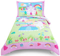 Princess Toddler Bedding Set for Girls - 4-Piece Toddler Bed Comforter Sets for Girls, Reversible Comforter & Pillowc...