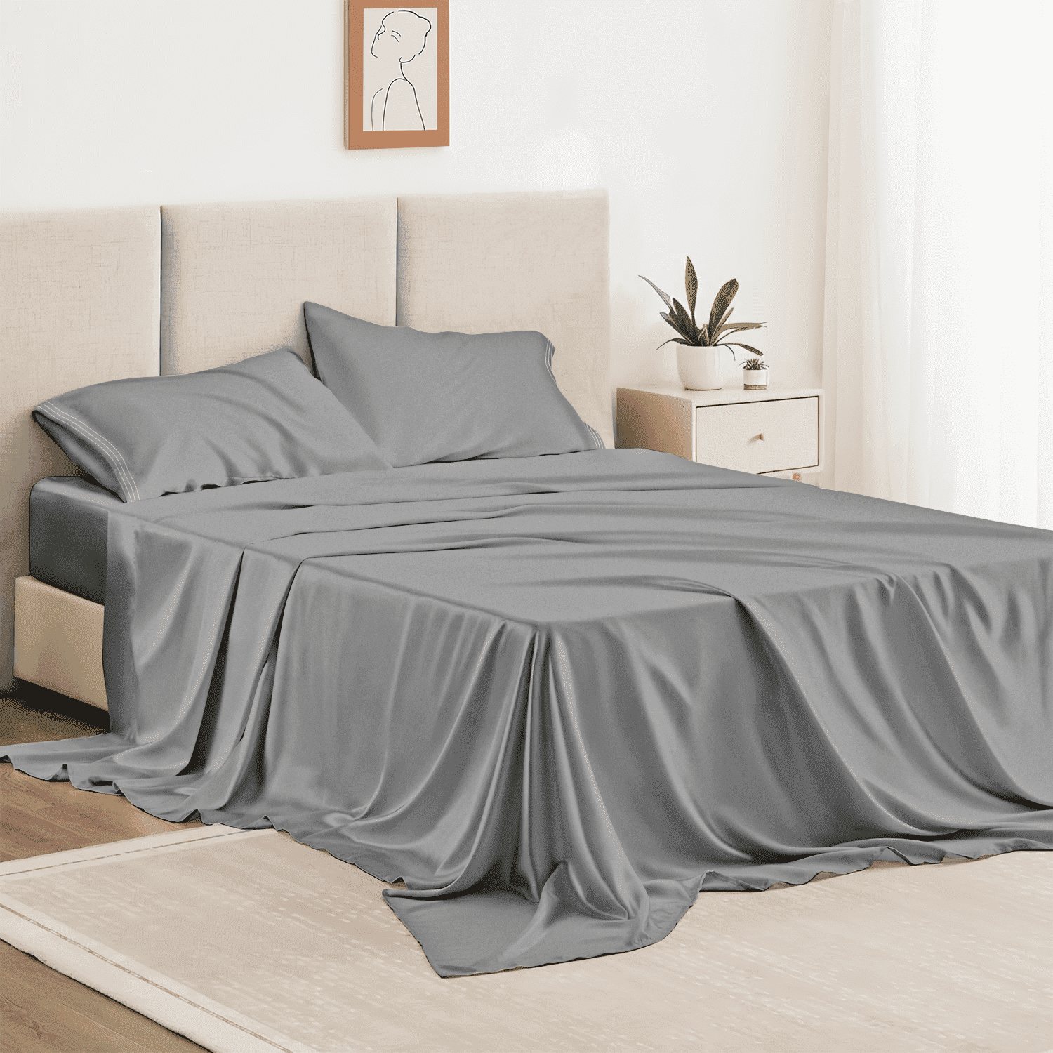 Twin Bed Sheet Set 3 Piece, Hotel Luxury Super Soft 1800 Series Microfiber Bed Sheets Set, Wrinkle Free Breathable, Up to 16" Deep Pockets S