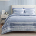 Queen Comforter Set Blue, Bed in a Bag Queen Size Bedding 7-Pieces, Striped Bedding Set for All Seasons