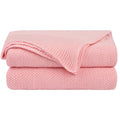 Pure Cotton Soft Cable Knit Throw Blanket Pink 50" x 70"