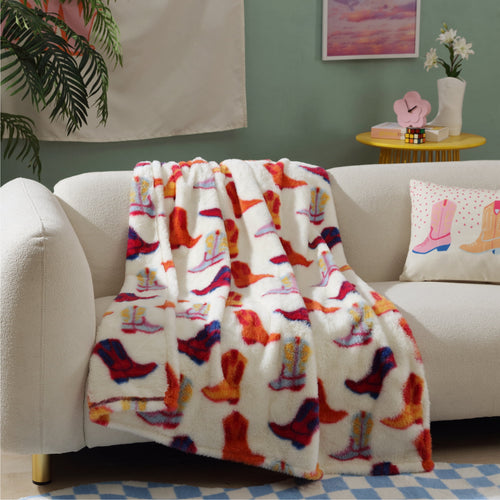 50" x 60" Cowboy Western Faux Fur Throw for Teens and Young Adults