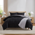 Comforter Sets, All Season Lightweight Reversible Queen Comforter Set, 3-Pc Bedding Sets, Black/Charcoal gray