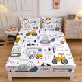 WASFDN Cartoon Excavator Sheet Set for Kids Boys Truck Construction Bedding Set Engineering Vehicle Bed Sheet Sets with 1 Fitted Sheet and 2